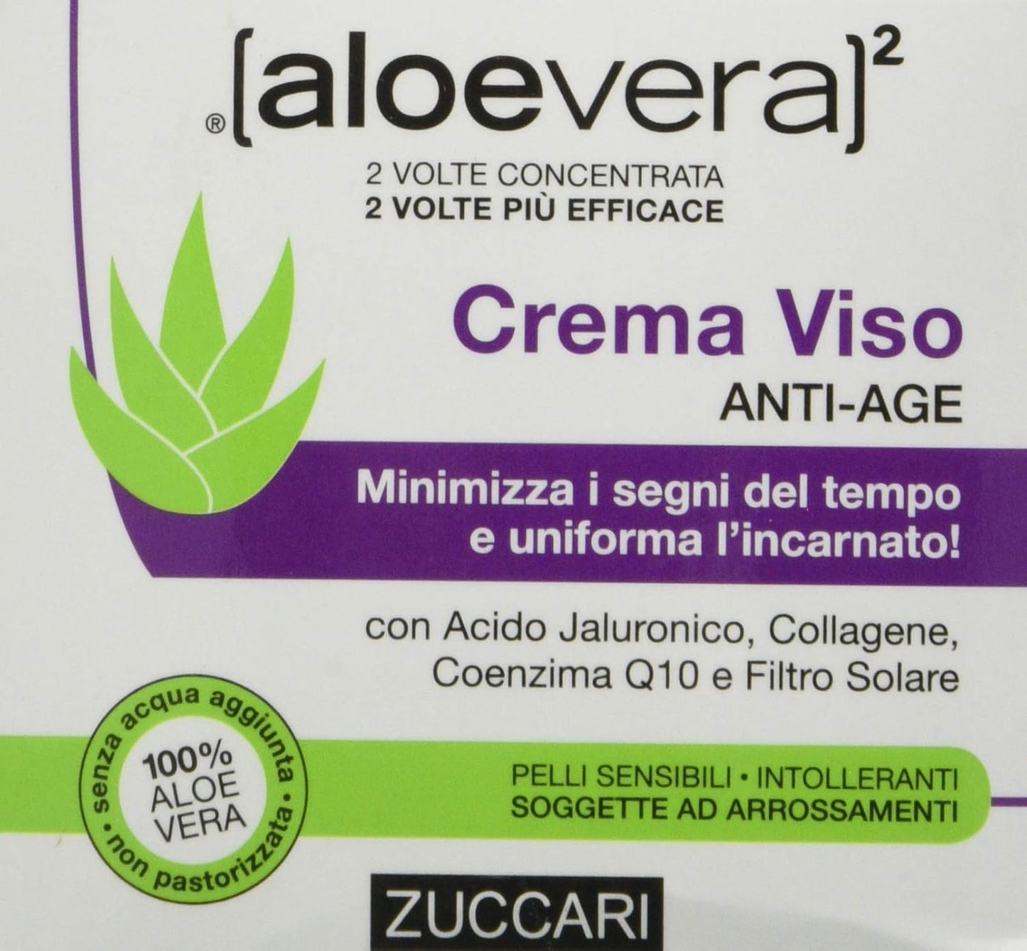 ZUCCARI Linea X2 - Anti Age Face Cream, Hyaluronic Acid and Q10, Aloe Vera, 50 Milliliters