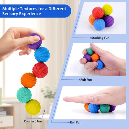 6Pcs Sensory Fidget Ball Toys, Magnetic Stress Balls, Rainbow Silicone Sensory Balls, Quiet Desk Toys for Adults and Children (B)