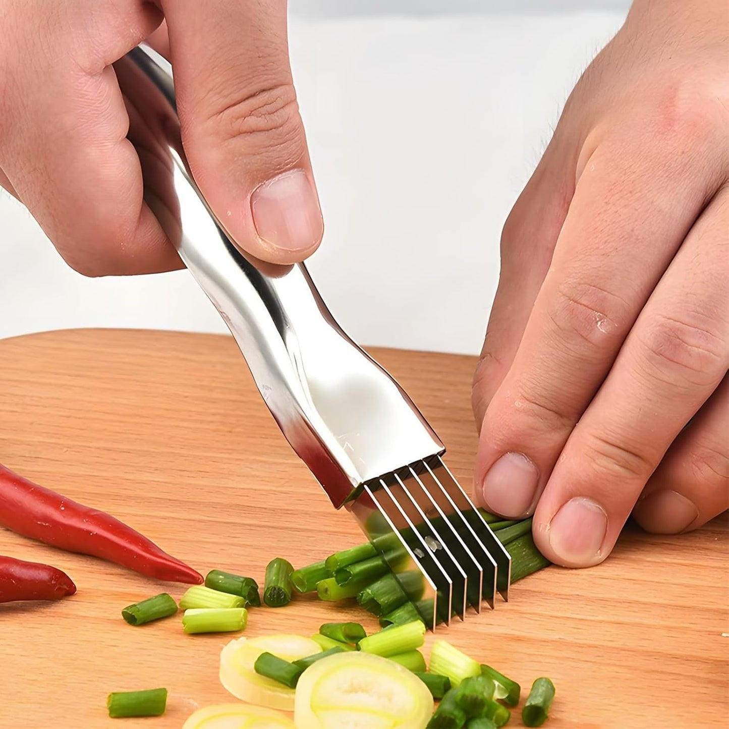Silk Shallot Knife, Stainless Steel Onion Slicer, Vegetable Slicer, Onion Slicer, Garlic, Homemade Slicer, Multifunction Food Slicer, Kitchen Gadget