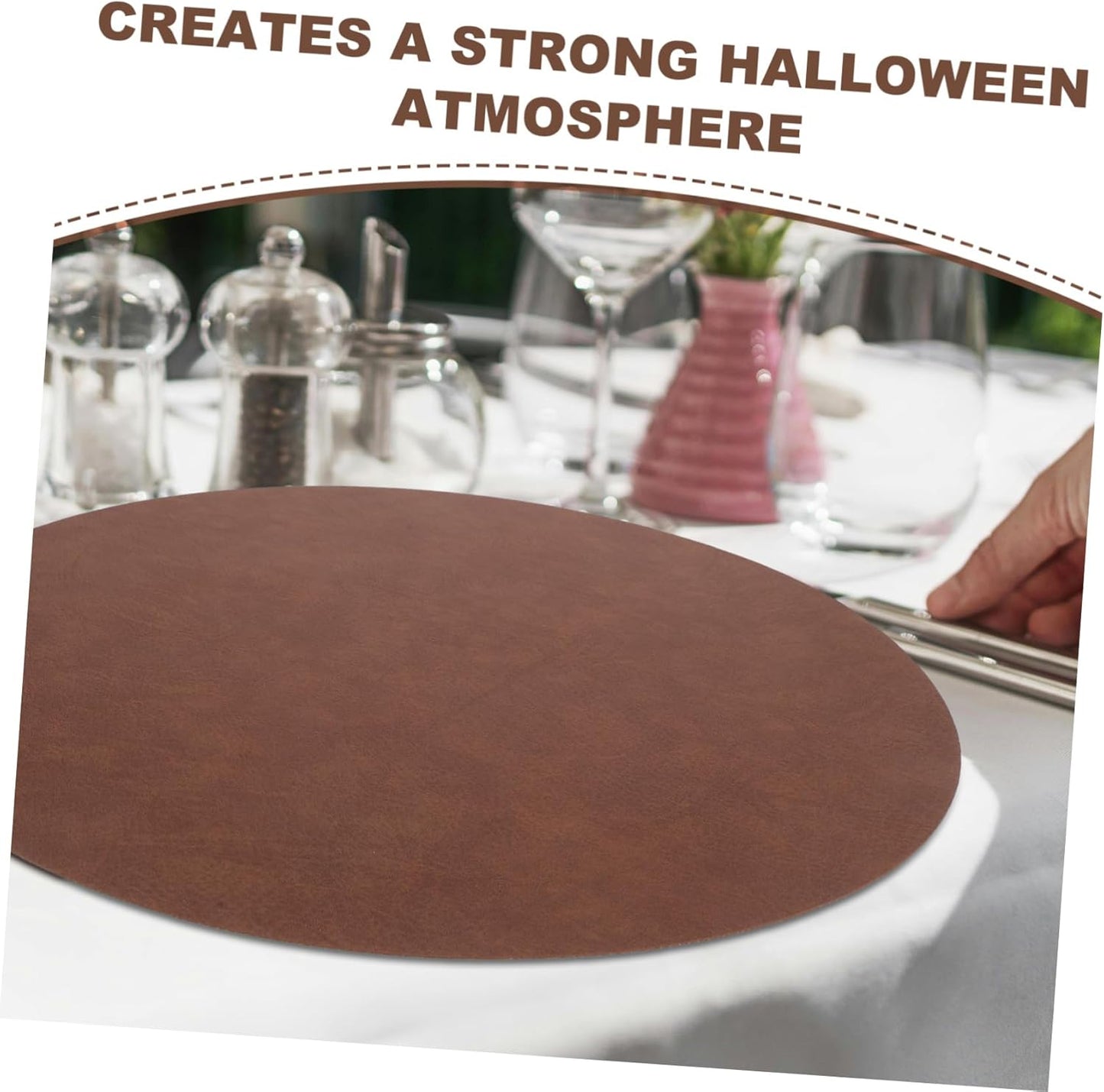 OSOLADY 6pcs Round Faux Leather Placemats Washable Pu Mats for Dining Kitchen Easy Maintenance Stylish Tabletop Protector
