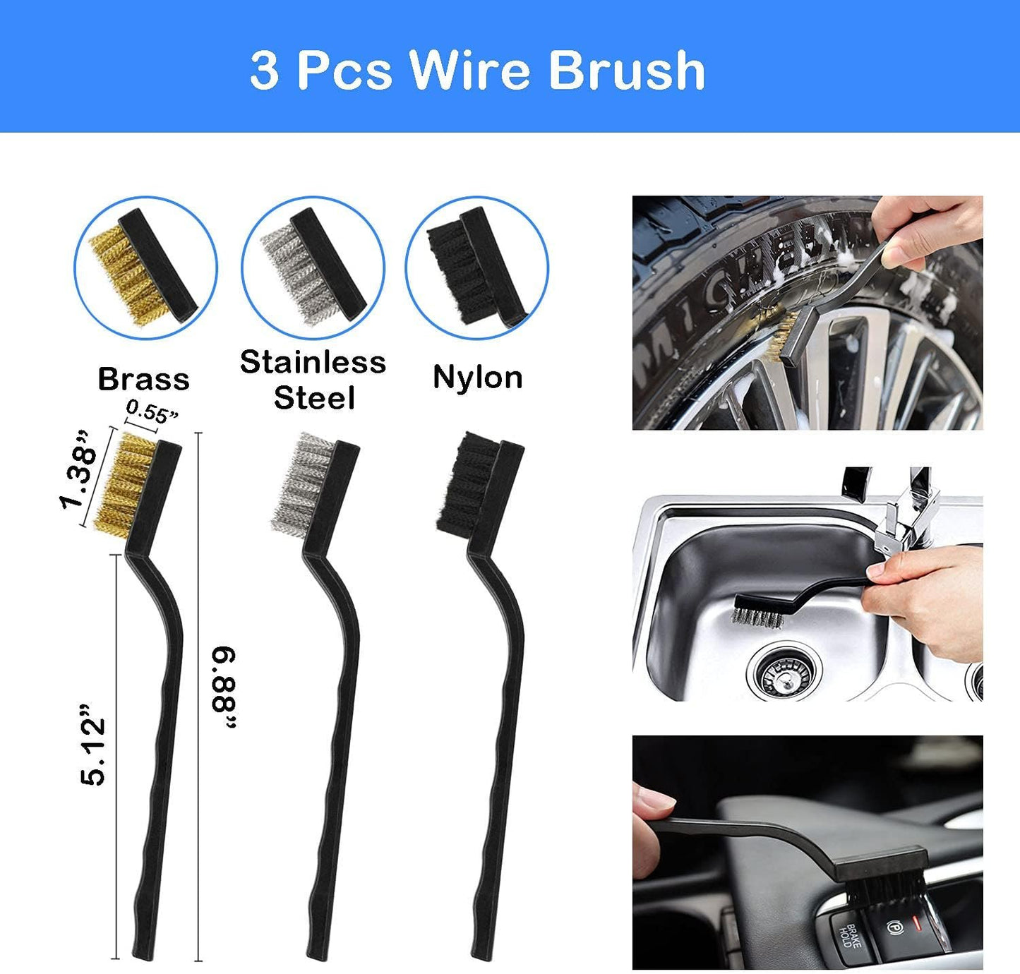 20Pcs Car Detailing Brush Set, Car Wheel Tire Brush Set, Car Detailing Kit with 17" Rim Wheel Brush, Tire Brush, Car Cleaning Kit for Cleaning Wheels, Interior, Exterior, Dashboard, Leather, Air Vent