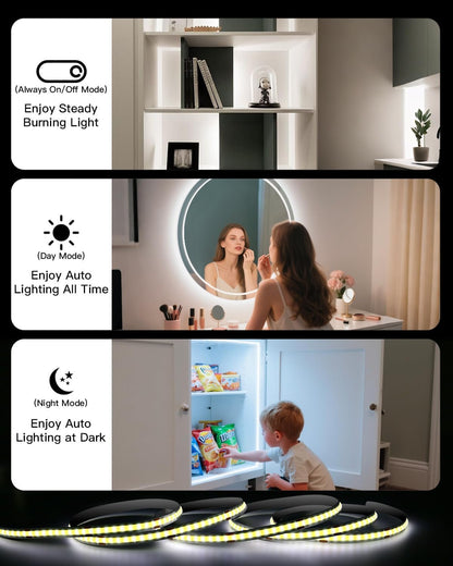 COB Led Light Strips, Amagle 2 Pack 13FT Motion Sensor Light Indoor 5000mAh Rechargeable Battery Powered Dimmable LEDs Closet Motion Activated Under Cabinet Lighting Led Lights Strip for Bedroom, TV