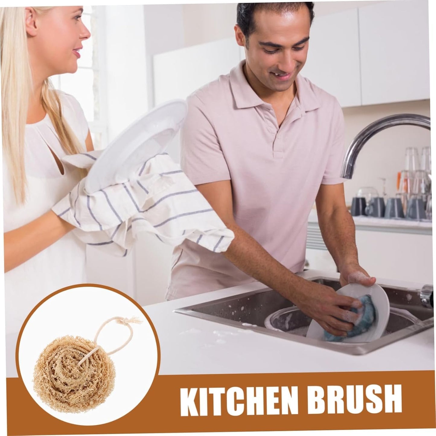 SAFIGLE 1set Natural Loofah Dish Sponge Soft Lightweight Multi Functional Kitchen Scrubber for 4pcs