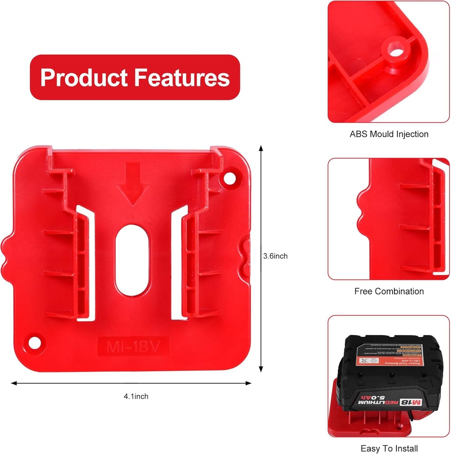 GIPFTYAG 12 Pack Battery Holder for Milwaukee M18 18V Battery Mounts Dock Holder Fit for M18 48-11-1815 48-11-1828 48-11-1850 48-11-1860 (w/24 Screws, No Battery)