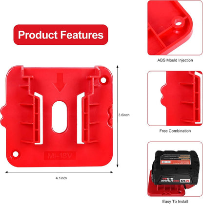 GIPFTYAG 12 Pack Battery Holder for Milwaukee M18 18V Battery Mounts Dock Holder Fit for M18 48-11-1815 48-11-1828 48-11-1850 48-11-1860 (w/24 Screws, No Battery)