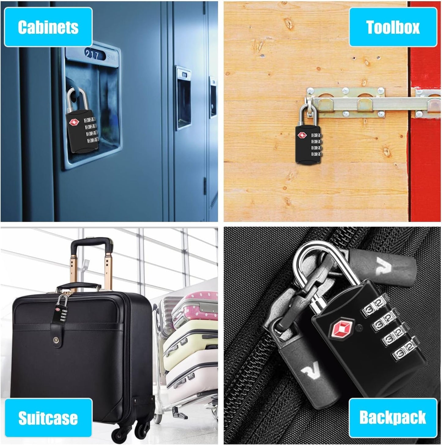 TSA Luggage Locks, Diyife 4-Digit Combination Padlocks, [Updated Version] [2 Packs] Security Suitcase Locks, Code Lock for Travel Suitcase, Luggage, Bag, Case, Backpack etc. (Black&Silver)