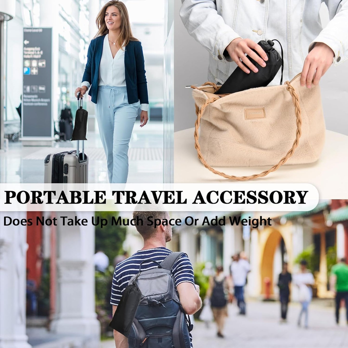 HiVing New Airplane Foot Rest,Portable Travel Footrest Flight Carry-On FootRest Adjustable Height Foot Rest Travel Accessories Footrests Hammock,Black