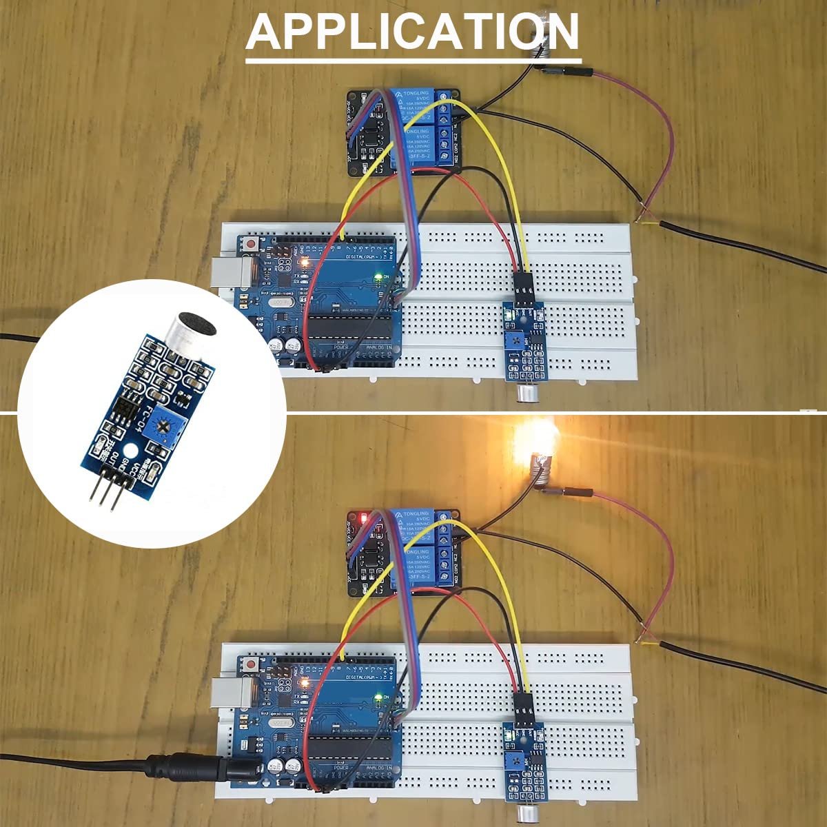 DAOKAI 5PCS Microphone Sensor Module High Sensitivity Sound Detection Sound Sensor Control Switch Module(Blue) 3.3-5V for Arduino with Dupont Cable