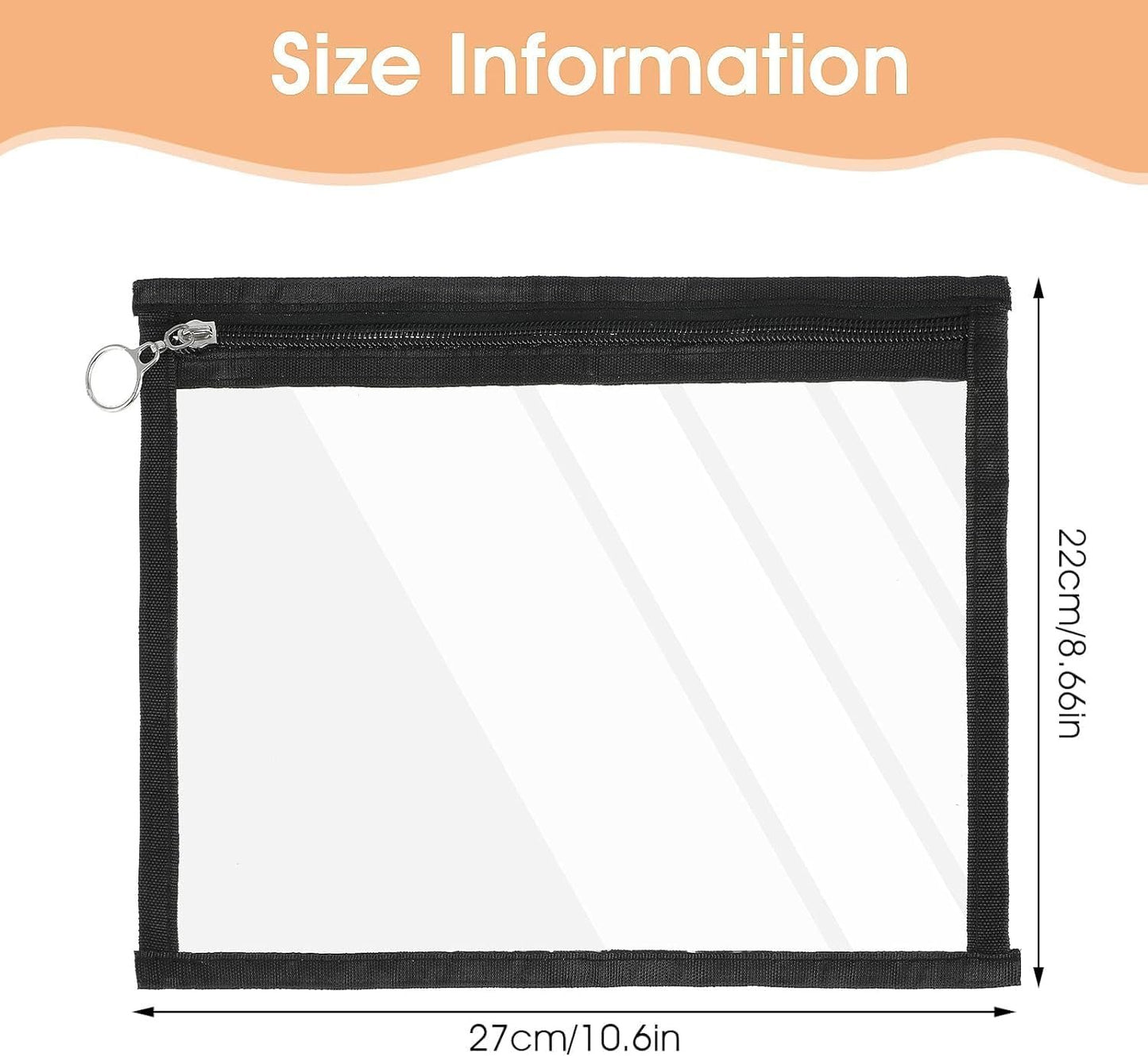 Airport Security Liquids Bag 27X22cm Clear Toiletry Bag Hand Luggage Regulations Waterproof Liquids Wash Bags Travel Accessory Holiday Essential (Black Round Zipper 4pcs)