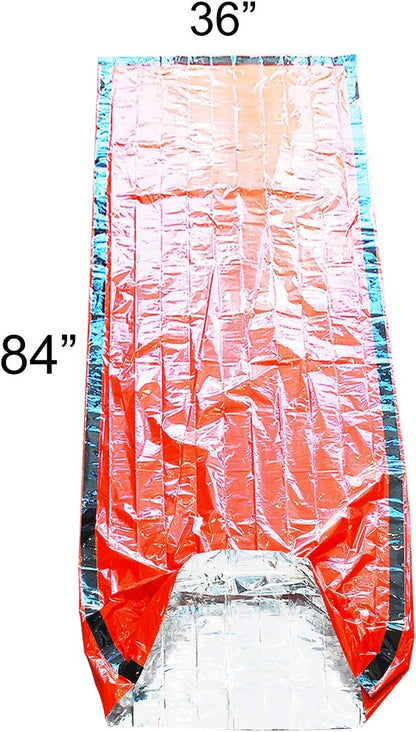 4 Pack Emergency Bag Survival Bivvy Sack with Whistles, Lightweight Portable Emergency Supplies for Outdoor Camping Hiking Keep Warm After Earthquakes, Hurricanes Disasters