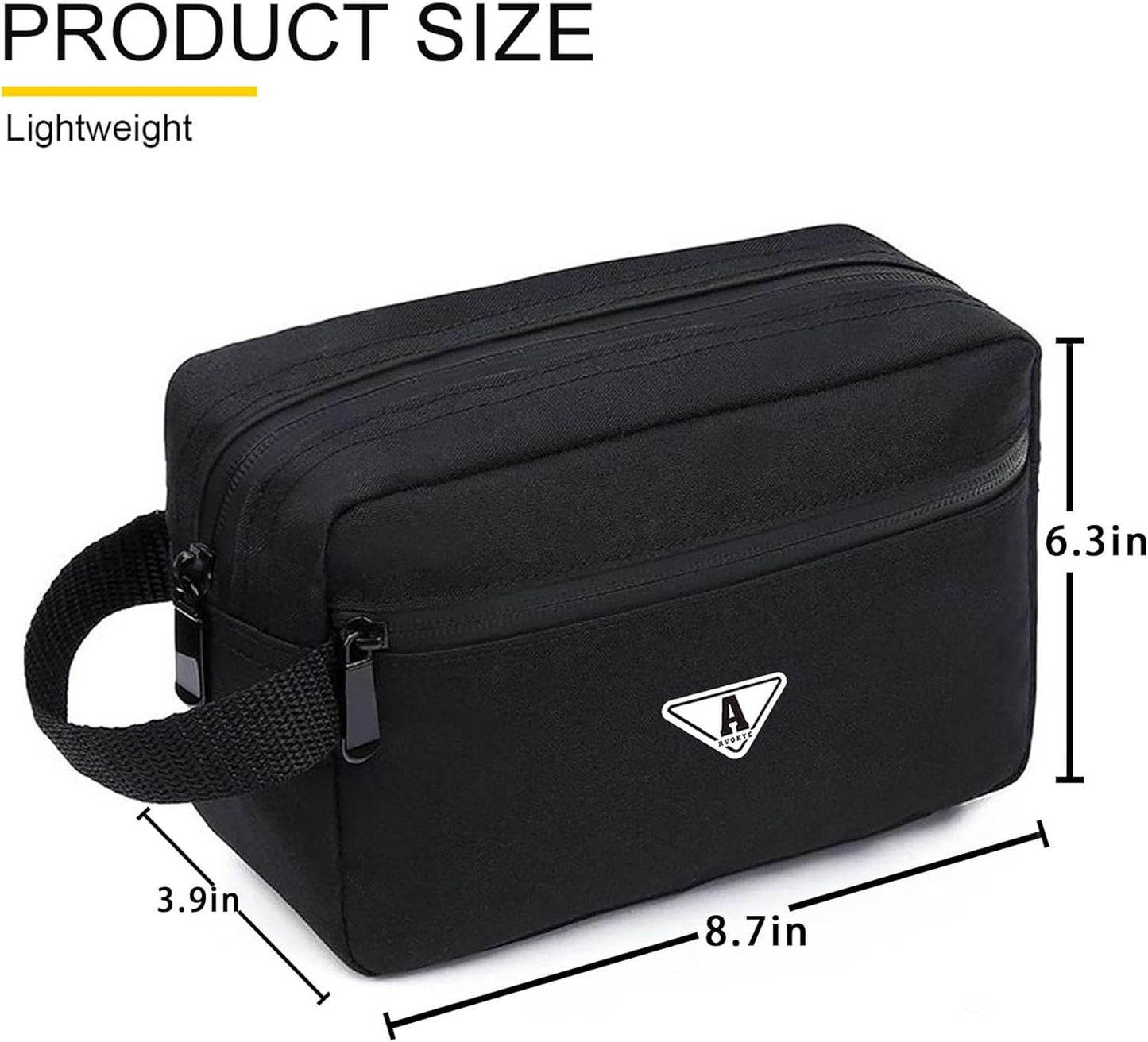 RVOKYE Small Travel Toiletry Bag for Men Women Personalized Initial Toiletry Bag Water-Resistant Mini Bathroom Bag Compact Hygiene Pouch for Travel or Gym (P, Black)