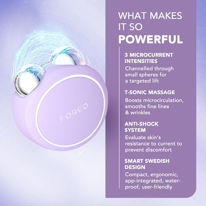 FOREO BEAR Mini Anti-Wrinkle Face Massager with Microcurrent | Targeted Face Massage for Forehead Wrinkles and Double Chin | Facial Gymnastics | Non Invasive Face Lifting | Lavender