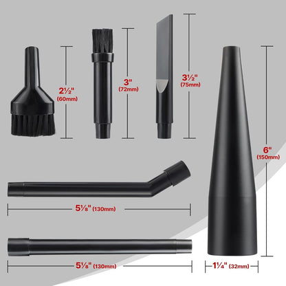Shop-Vac Micro Cleaning Nozzle Kit, 1-1/4" Detailed-Cleaning Attachments for Compact Wet Dry Shop Vacuum, Storage Bag Included, 6 Pieces
