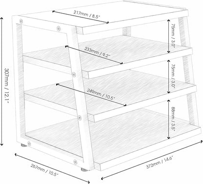 Fenge Desk Organizer, 4 Tier File Organizer for Desk, Wood and Metal Paper Letter Literature Mail Sorter, for Office Supplies and Accessories,Brown