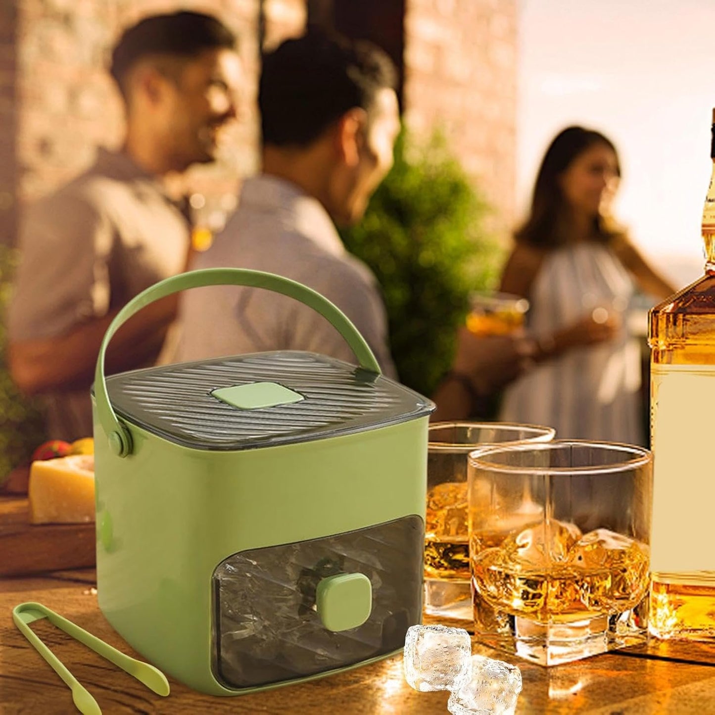 Cubi di ghiaccio vassoio con coperchio, vassoio cubi di ghiaccio | Secchio per ghiaccio a doppio strato di grande capacità - Utensili da cucina multifunzionale e gadget, refrigeratori da
