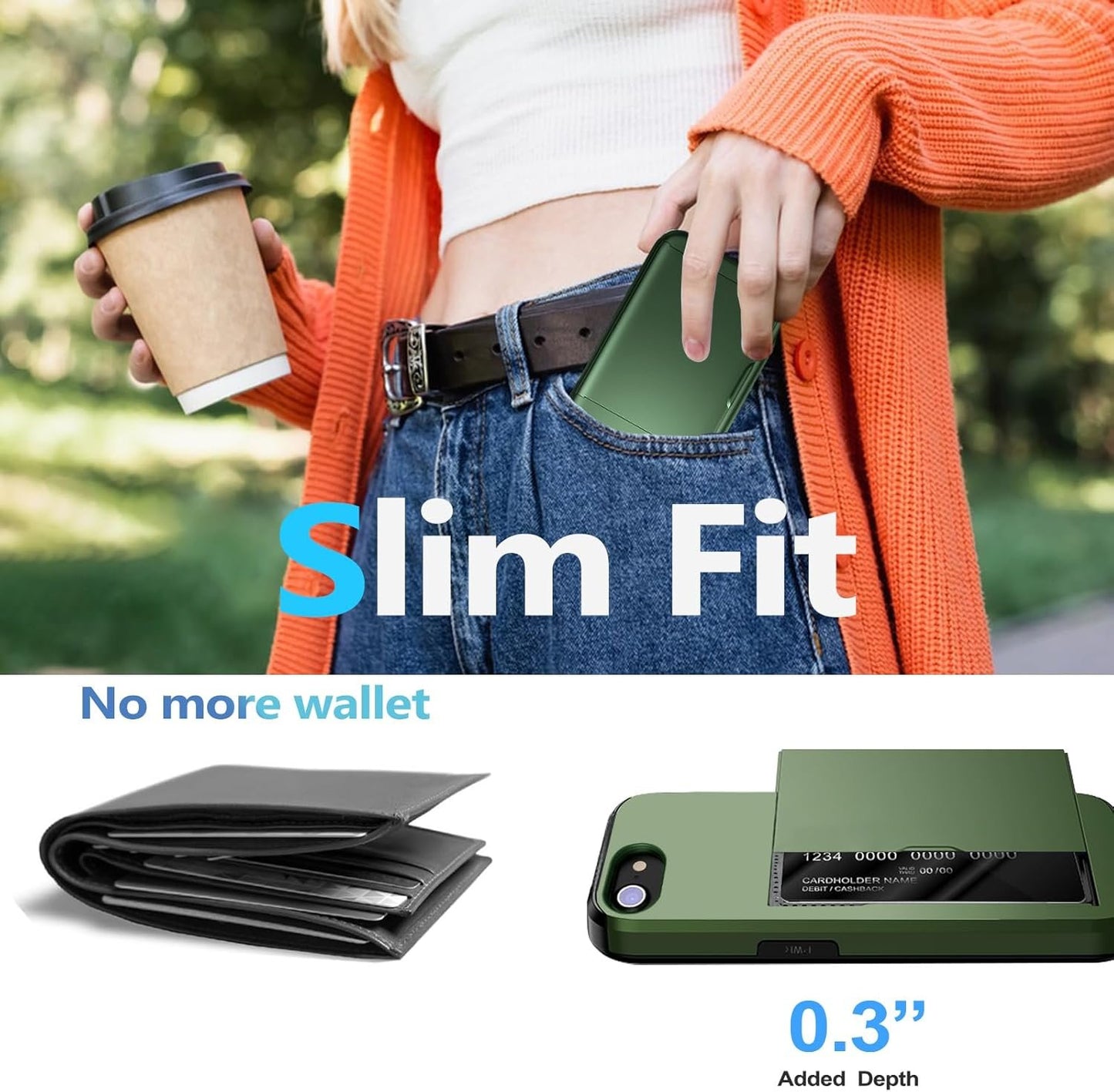 Benbenjaytek for iPhone 16e Wallet Case with Card Holder + 2 Tempered Glass Screen Protector Protective Shockproof Hidden Card Slot Slim Case Women Men for iPhone 16e 6.1"(Deep Green)