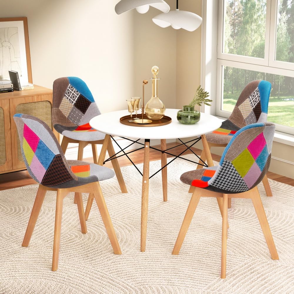 Artiss 5 Pcs Dining Table and Chair Set, Kitchen Tables & Chairs Setting Desk Nursing Reading Seating Home Living Room Restaurant Cafe Indoor Furniture, MDF Tabletop + 4X 47cm Height Seat