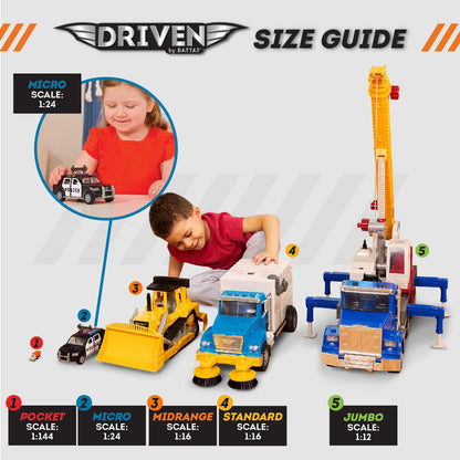 Driven by Battat Playset for Kids Dump Truck & Accessories - Pretend Toy, Signs, Beams, & More - 3 Years - Construction Crane Play Set (62pc), Multicoloured, Standard, WH1273Z