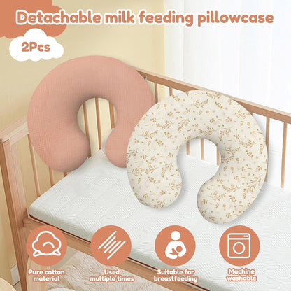 2Pcs Nursing Pillow Cover, Cotton Nursing Cover, Hidden Zip Nursing Pillowcover, Easy to Fit Nursing Cover, Flexible Easy to Use Nursing Pillowcover, Pillow Slipcover for Baby Girls Boys Newborn