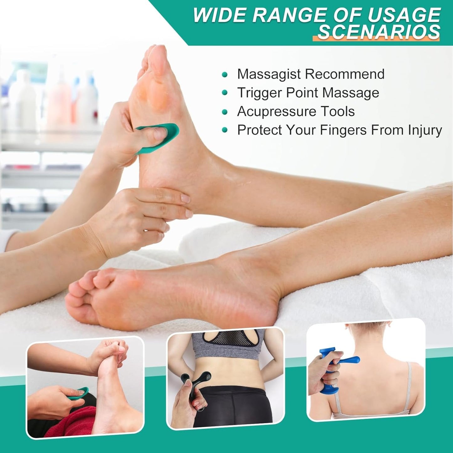 Aivwis Thumb Saver Massage Tool, 3-Legged Manual Trigger Point Tool for Deep Tissue, 3-in-1 Massage Set with Ergonomic Knobs, Muscle Recovery, Stress Relief & Back Pain