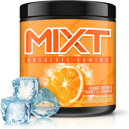 MIXT Energy Drink Mix, Energy Powder, 8 Hour Energy Formula, Designed for Concentration, Focus, and Hours of Energy Without the Crash, Sugar Free (60 Servings, Orange Sherbet)