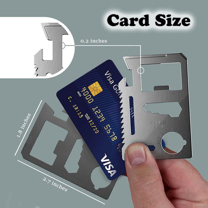 Credit Card 11-in-1 Survival Pocket Tool, Multi Function Portable Outdoor Thickened Stainless Tool, Multipurpose Bottle Opener, Can Opener, Lock pick (1 PCS)