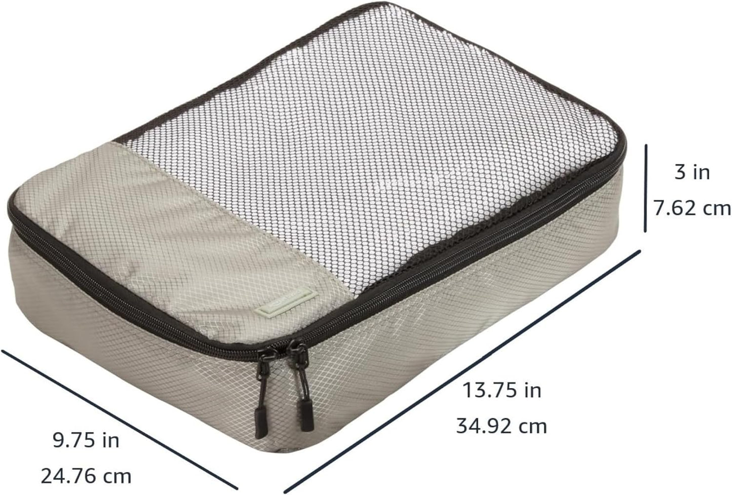 Amazon Basics Medium Packing Cubes for Travel, Packing Organizers, 4-Piece-Set With Double Zipper Pulls and Mesh Top Panel, 100% Durable Polyester, Gray, 35 x 25 x 8cm