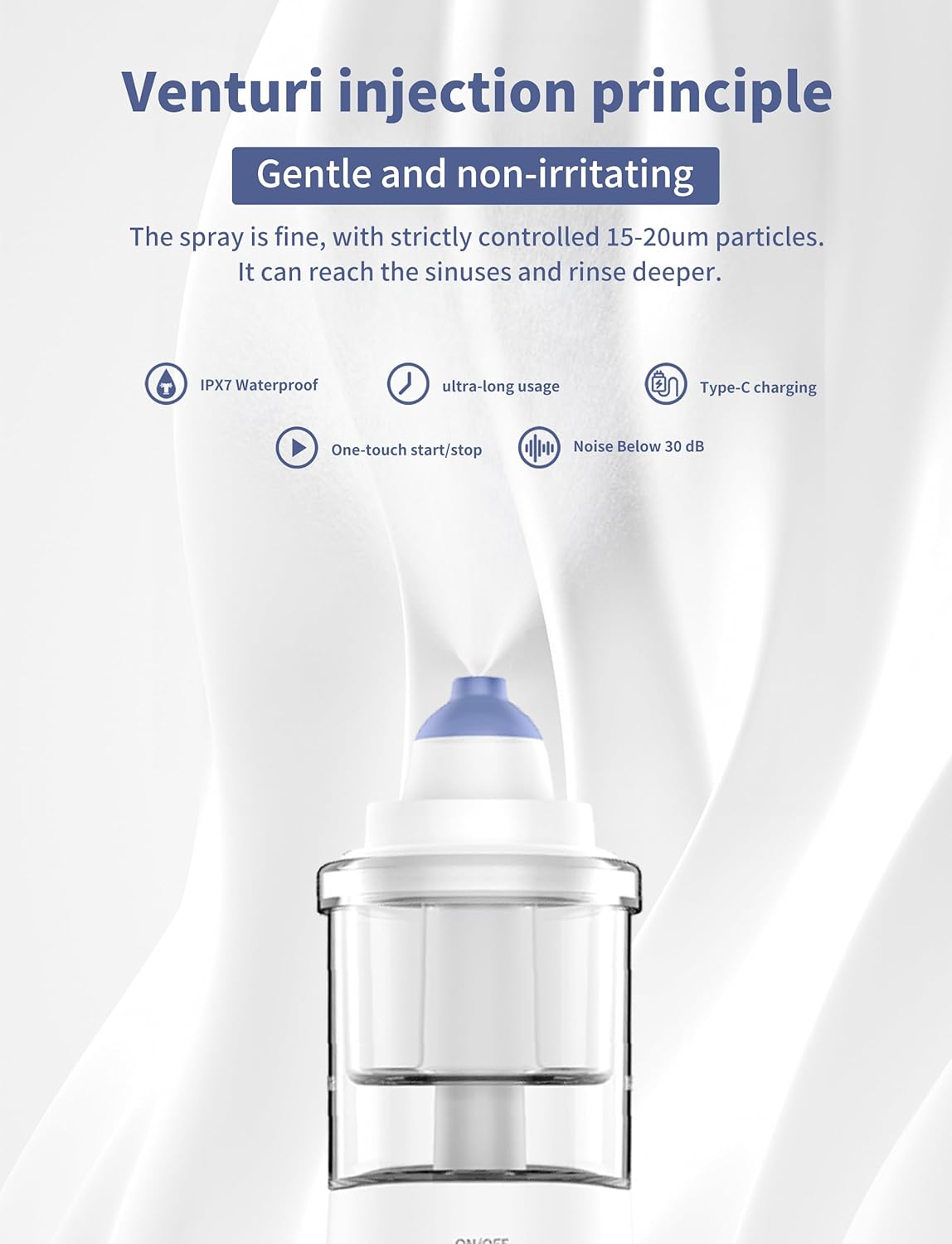 Nasal Care for Sinus Relief Nose Cleaner, Sinus Rinse Kit with10 Salt Packs, Portable Nasal Irrigation System for Children and Adults, Powered Sinus Cleaner Alternatives to Neti Pot（Blue