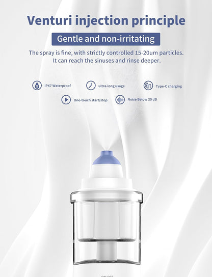 Nasal Care for Sinus Relief Nose Cleaner, Sinus Rinse Kit with10 Salt Packs, Portable Nasal Irrigation System for Children and Adults, Powered Sinus Cleaner Alternatives to Neti Pot（Blue