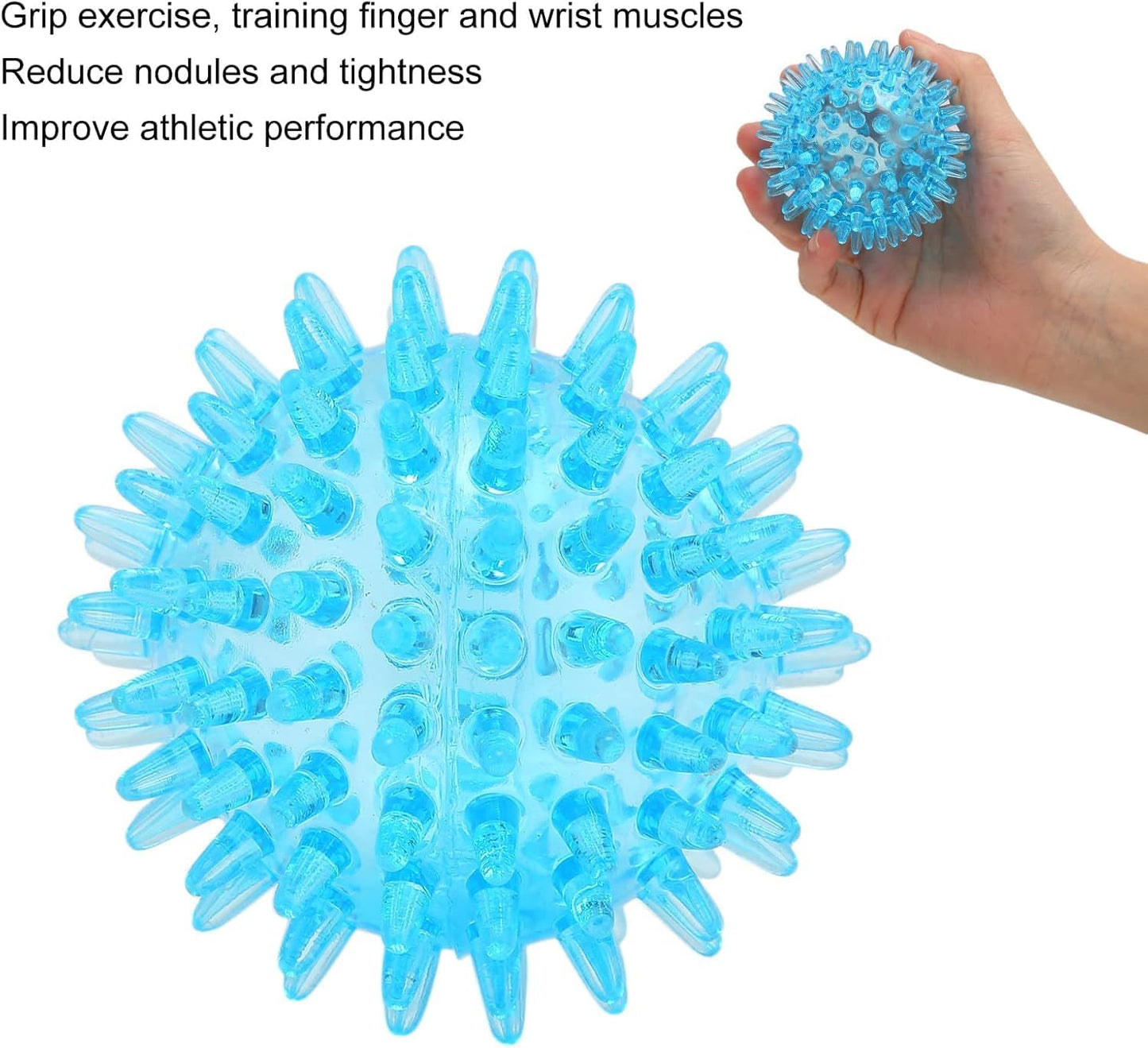 7 CM Soft Transparent Spiky Massage Ball for Hand & Wrist – Stress Relief, Deep Tissue Muscle Roller, Strength Recovery Exercise Tool, Sensory Toy for Relaxation & Stress Management（Blue）
