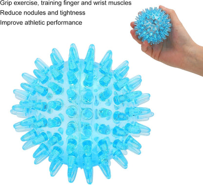 7 CM Soft Transparent Spiky Massage Ball for Hand & Wrist – Stress Relief, Deep Tissue Muscle Roller, Strength Recovery Exercise Tool, Sensory Toy for Relaxation & Stress Management（Blue）