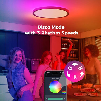 Aphyni Smart Ceiling LED Lights 15.8 Inch, 36W 3600LM Ceiling Lights with Remote 2700-6000K, Ultra-Thin Round RGB Flush Mount Ceiling Light for Bedroom Kids Room - CE/ERP