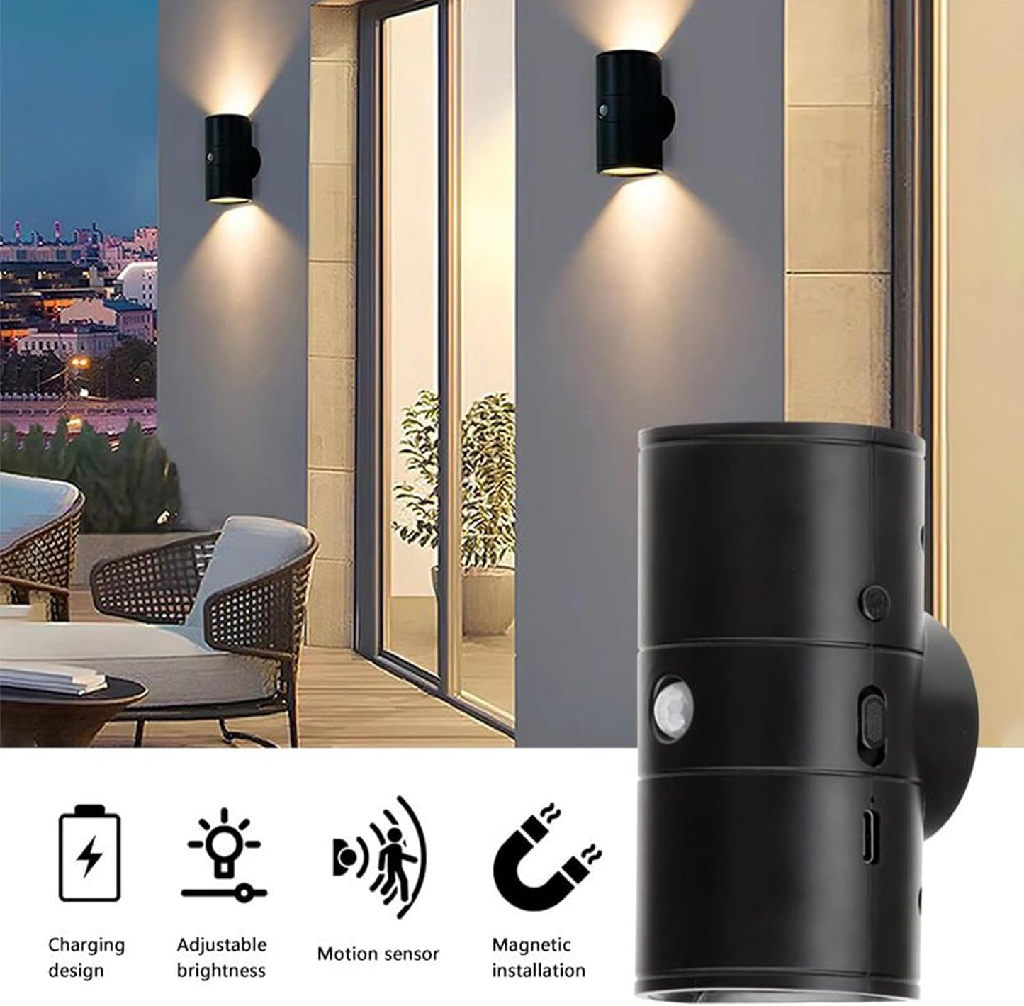 Generico Magnetic Wall Light, Rechargeable Motion Sensor Lamp, Smart Modern Design with Indoor Lighting for Home Decor, Entryway, Living Room, Bathroom, Closet, 3.7x2.17x1.97 inches