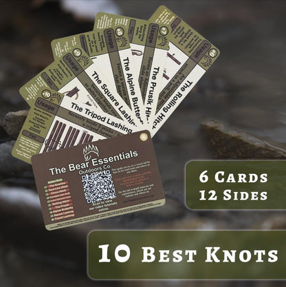 Knot Tying Kit | Camping & Outdoor Knots Edition - by The Bear Essentials Outdoors with Waterproof Knot Cards | for Survival, Camping, Backpacking, Hiking & Scouts