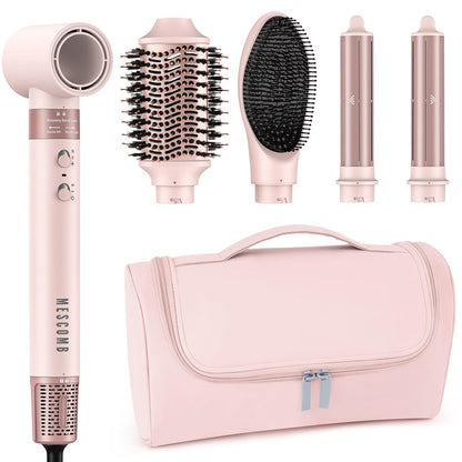 5 in 1 High-Speed Hot Air Styler - Professional Frizz-Free Hair Dryer Brush, Fast Drying Hair Dryer, No Heat Damage Air Styler Wrap - Curl, Volumize, Straighten with Travel Bag