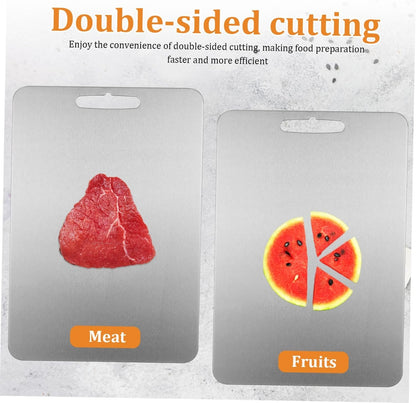BESTOYARD Stainless Steel Cutting Board Double Sided Food Grade Chopping Board Kitchen Prep Tool for Fruits Vegetables Meat Thick Rounded Edges for Safety
