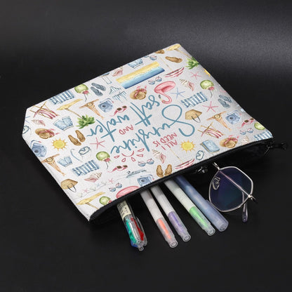 Summer Girl Trip Gift for Beach Vacation Lover Ocean Saltwater Sunshine Cosmetic Toiletry Bag (Sunshine)