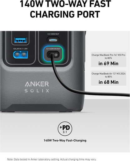 Anker SOLIX C200 DC Power Bank Station (60,000mAh), 192Wh Portable Power Station, LiFePO4 Battery, 200W Solar Generator, for Outdoor Camping, Traveling, and Emergencies (No Wall Charger Included)
