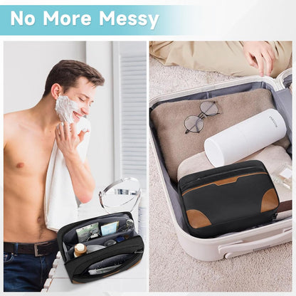 Toiletry Bag for Men Women Waterproof Toiletry Bags Portable Travel Toiletries Bag TSA Approved Cosmetic Makeup Bag Travel Organizer Storage for Accessories(with Removable Handle),Black