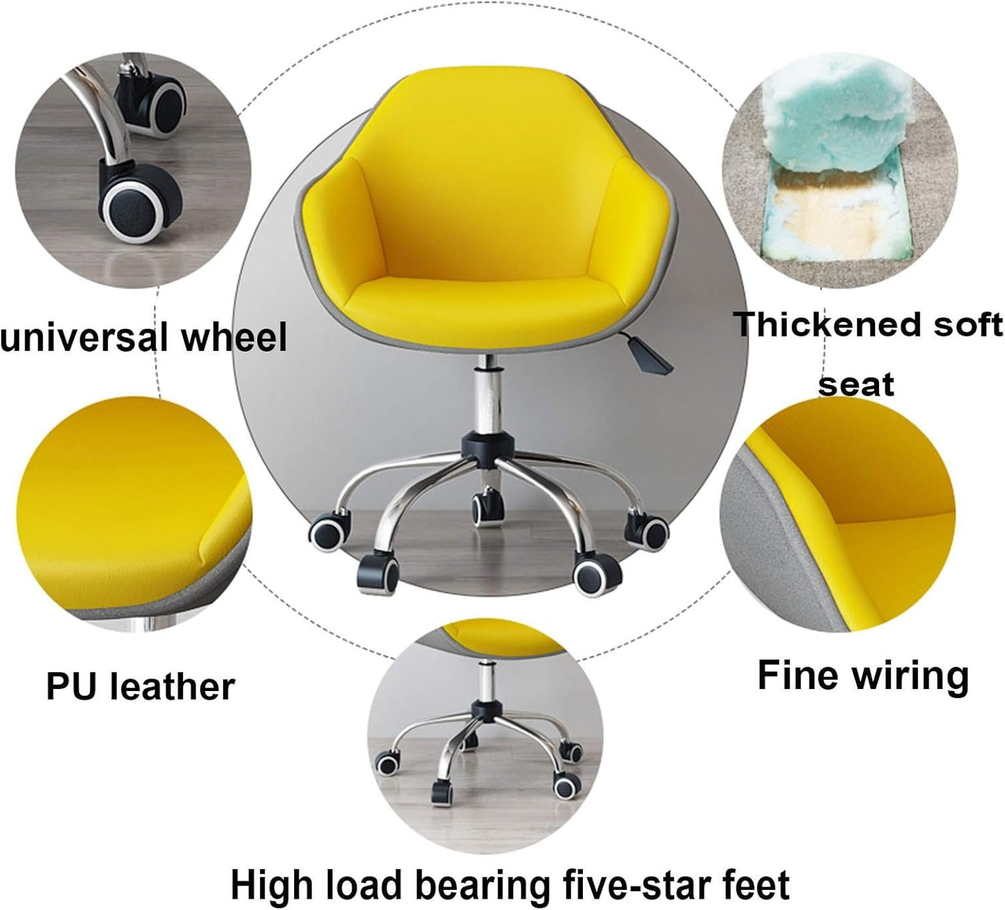 Desk Chair Executive Office Chair Swivel Chair Ergonomic Mid Back Seat Surface Lift Reinforced Steel Base PC Chair Office Essentials Chair Leather 360° Rotation for Reception Dinning Confere