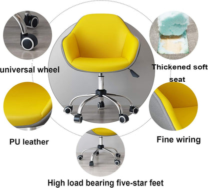 Desk Chair Executive Office Chair Swivel Chair Ergonomic Mid Back Seat Surface Lift Reinforced Steel Base PC Chair Office Essentials Chair Leather 360° Rotation for Reception Dinning Confere