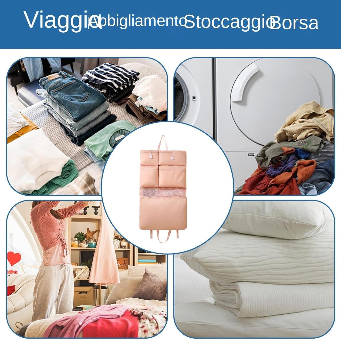 Ungtyb Travel Clothing Storage Bag, Luggage Organiser Bags, Lightweight Travel Bag, Wall Mount Organiser with Lightweight and Portable Design for Lightweight Packing and Home Organization