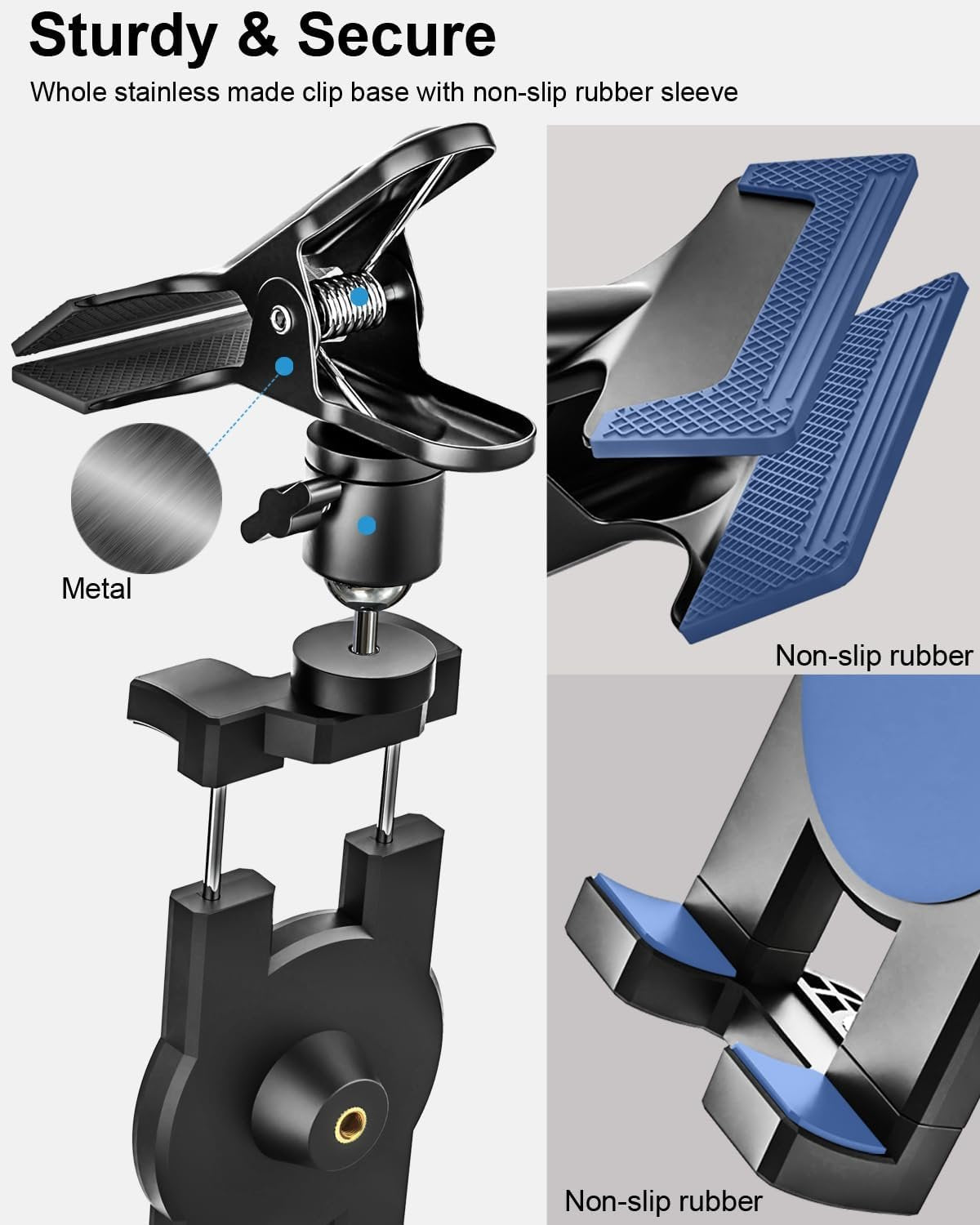 Metal Sun Visor Car Phone Holder, 360 Degree Rotation Multifunctional Phone Holder for Car Visor Clamp, Upgraded Magic Arm More Stable for Your Car Mount for iPhone 16 15 14 13 12 Android Smartphones