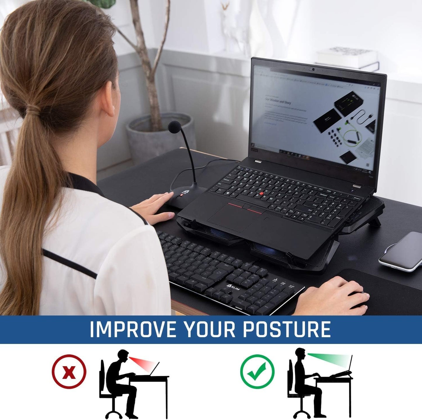 KLIM Wind - Laptop Cooling Pad - The Most Powerful Rapid Action Cooling Fan - Laptop Stand with 4 Cooling Fans at 1200 RPM - USB Fan - Compatible New Version - Cyan