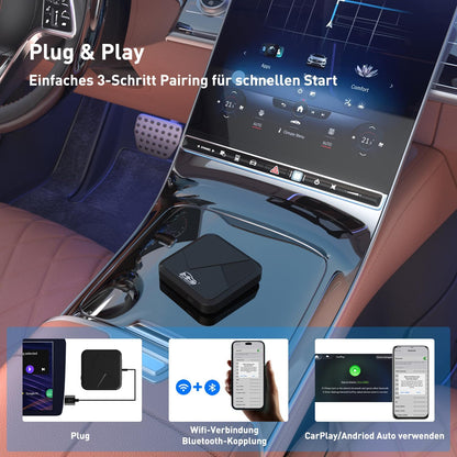 MMB Wireless CarPlay/Android Car Adapter Wireless 2 in 1 Converts Wired to Wireless Compatible with iOS 10+ and Android 11.0+, for Vehicles with Carplay/Android Car Wired
