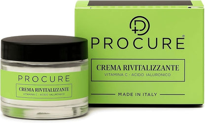 Procure Crema Viso Rivitalizzante alla Vitamina C – Idratante, Antiage, con Acido Ialuronico, Olio di Argan e Burro di Karité
