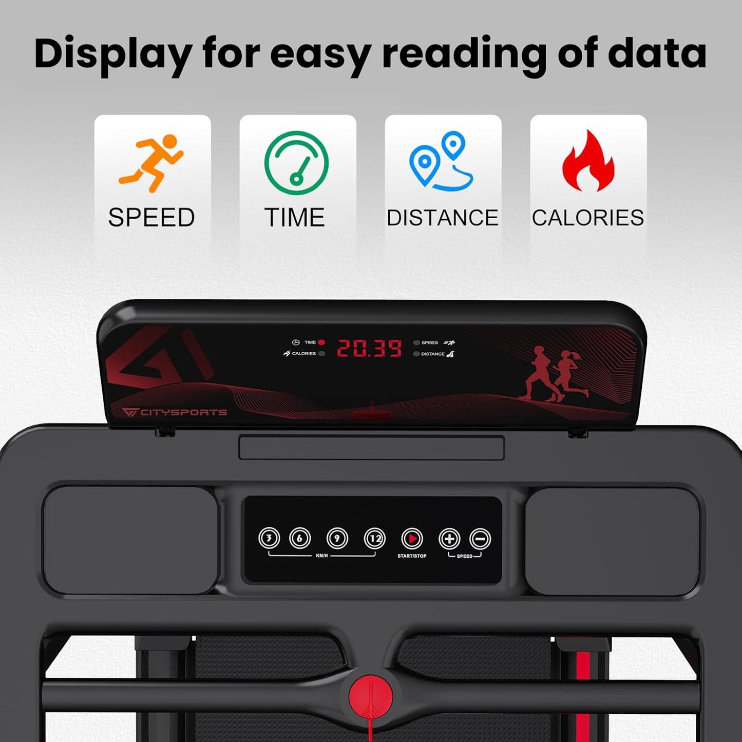 CITYSPORTS Folding Electric Treadmill 1-12 km/h, Inclination 7.7%