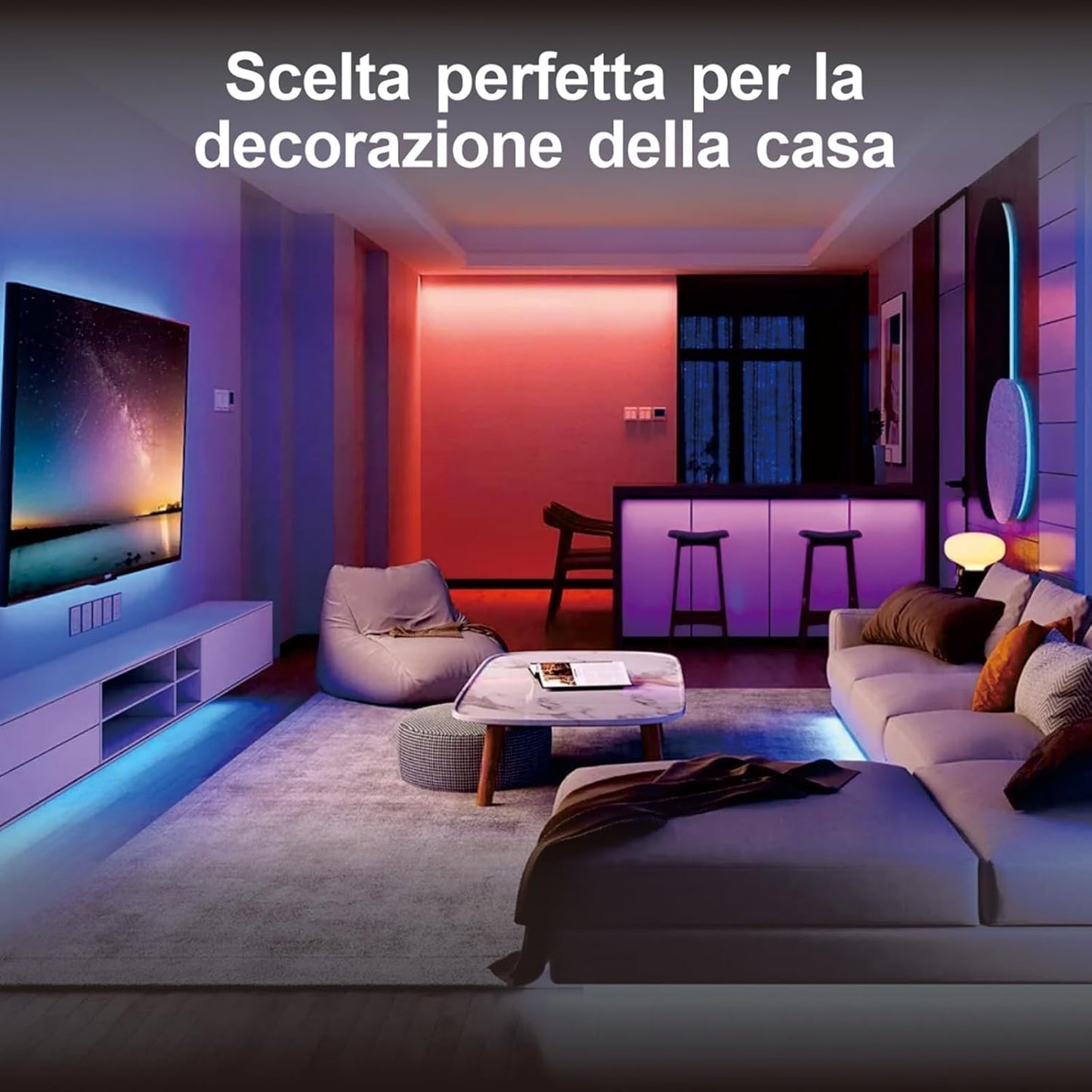 Wiby AI 5M LED Strip, Smart LED Strips, Christmas Lights for Bedroom, Works with Alexa/Google Assistant, AI Lighting Design Assistant, Music Sync for TV Gaming Bar Party (5M)