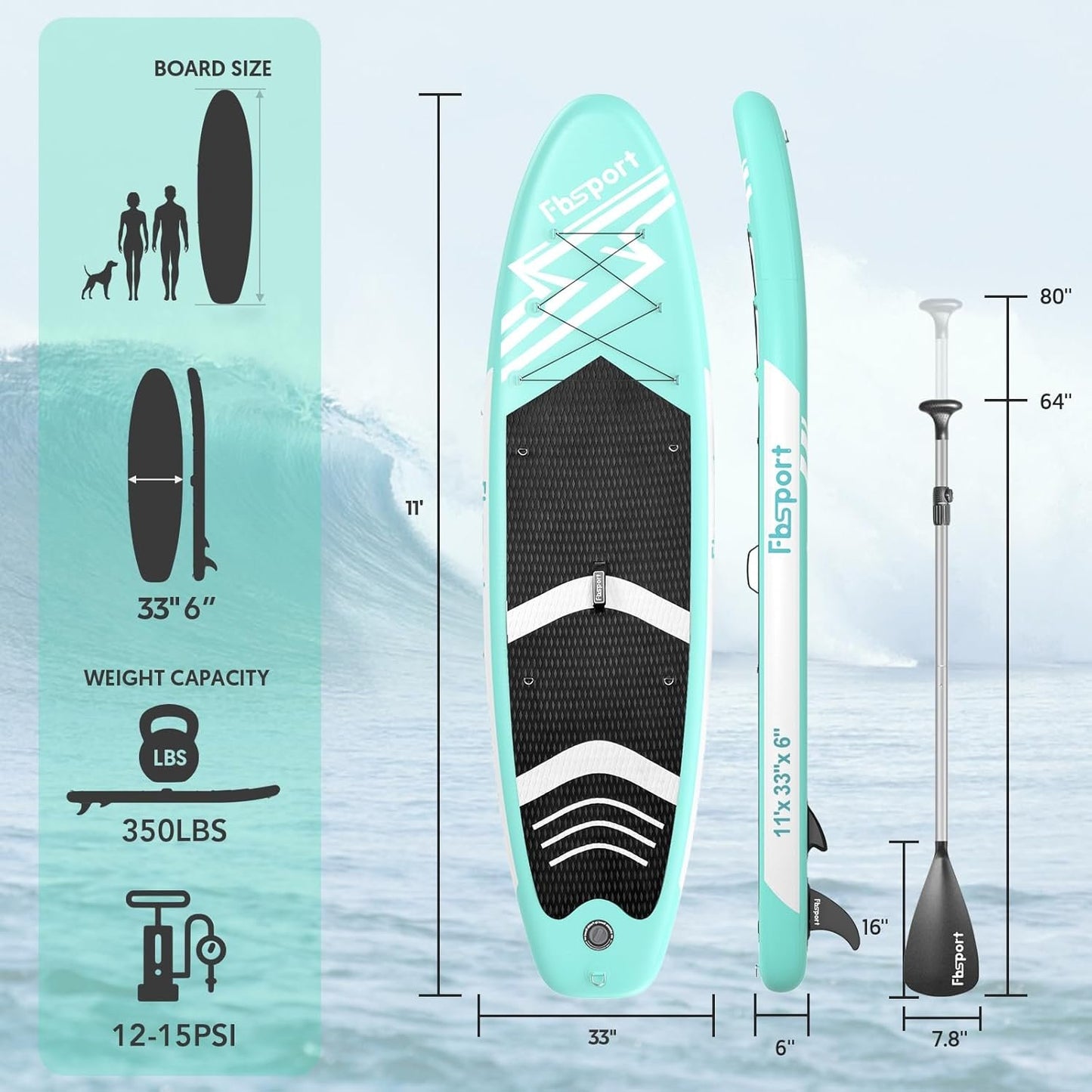 Premium Inflatable Stand Up Paddle Board Inflatable(6 inches Thick) with Durable SUP Accessories & Carry Bag | Wide Stance, Surf Control, Non-Slip Deck, Leash, Paddle and Pump for Youth & Adult