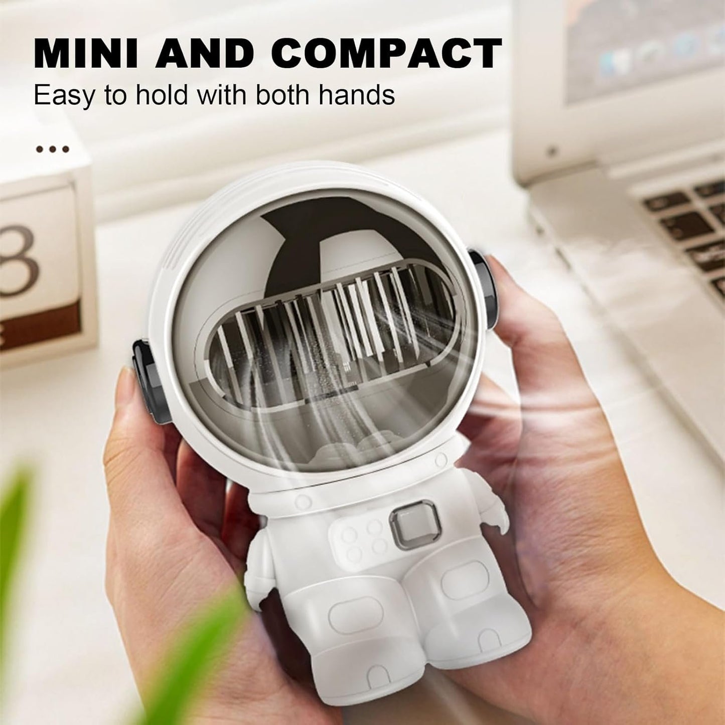 Bladeless Fan for Bedroom, Astronaut Shape Small USB Desk Fan, Personal Cooling Desktop Handheld Electric Tool Bladeless Portable Mini for Dormitory Home Kitchen Student Bedroom